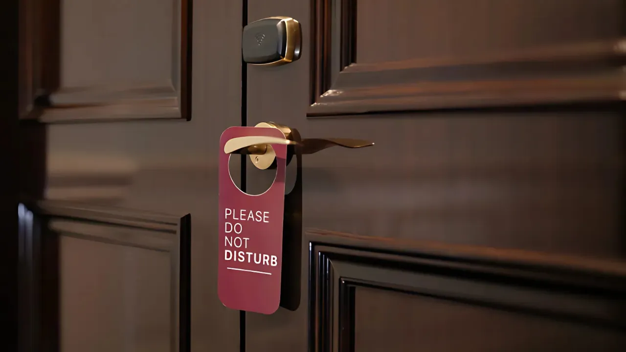 Featured Image: a do not disturb sign on the motel door.